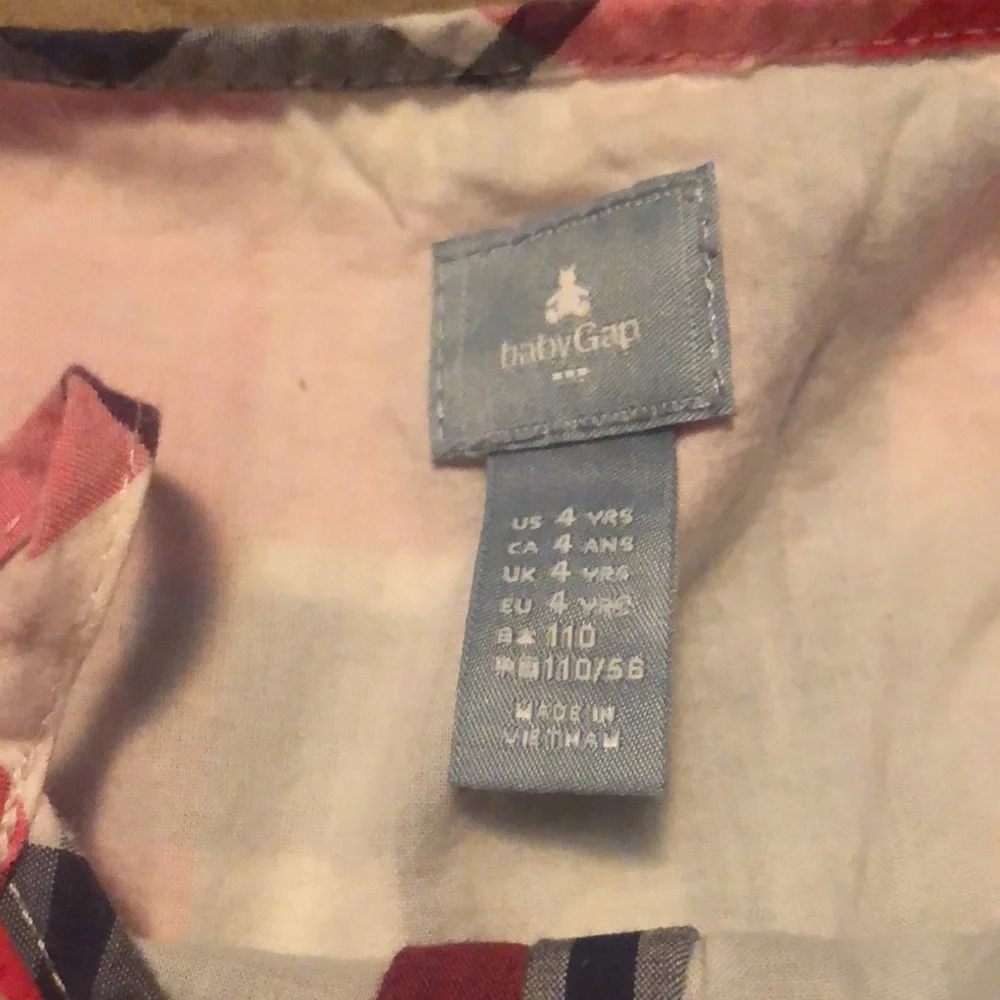 Gap kids Red white blue plaid, buttondown dress 4T